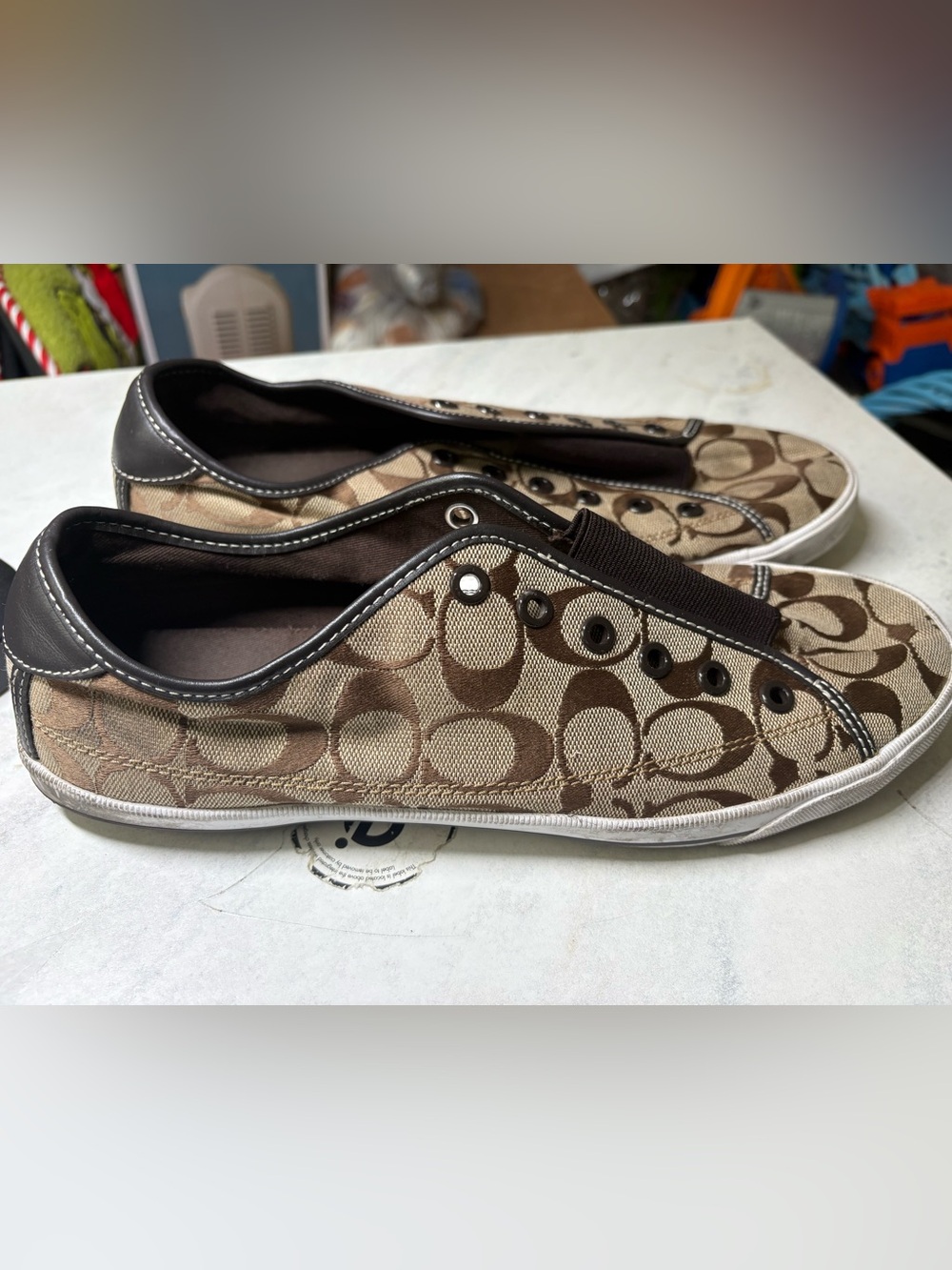 Coach Signature Canvas Slip-On Sneakers - Brown/Tan